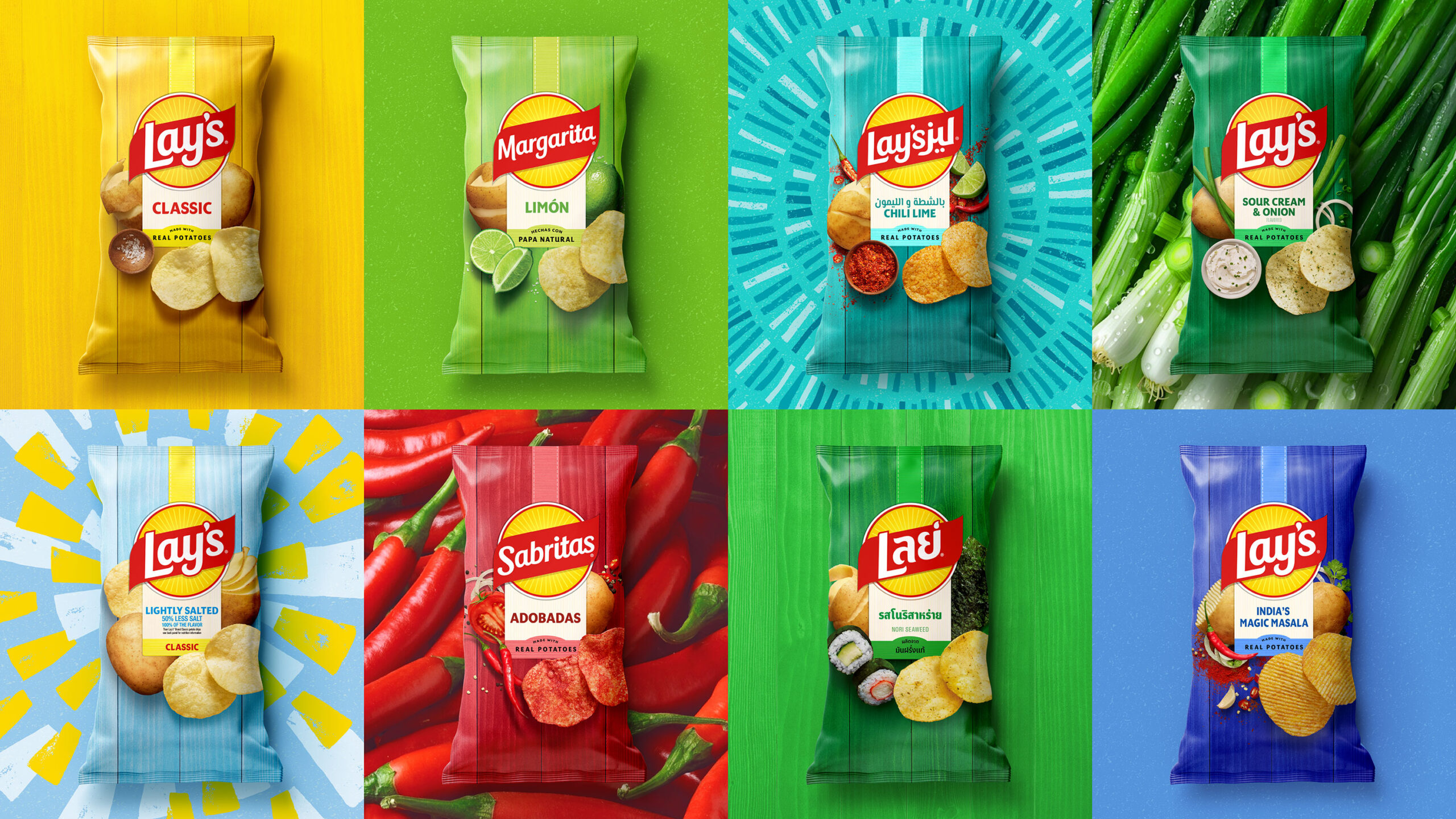 The new design celebrates the potato's journey from farm to bag.